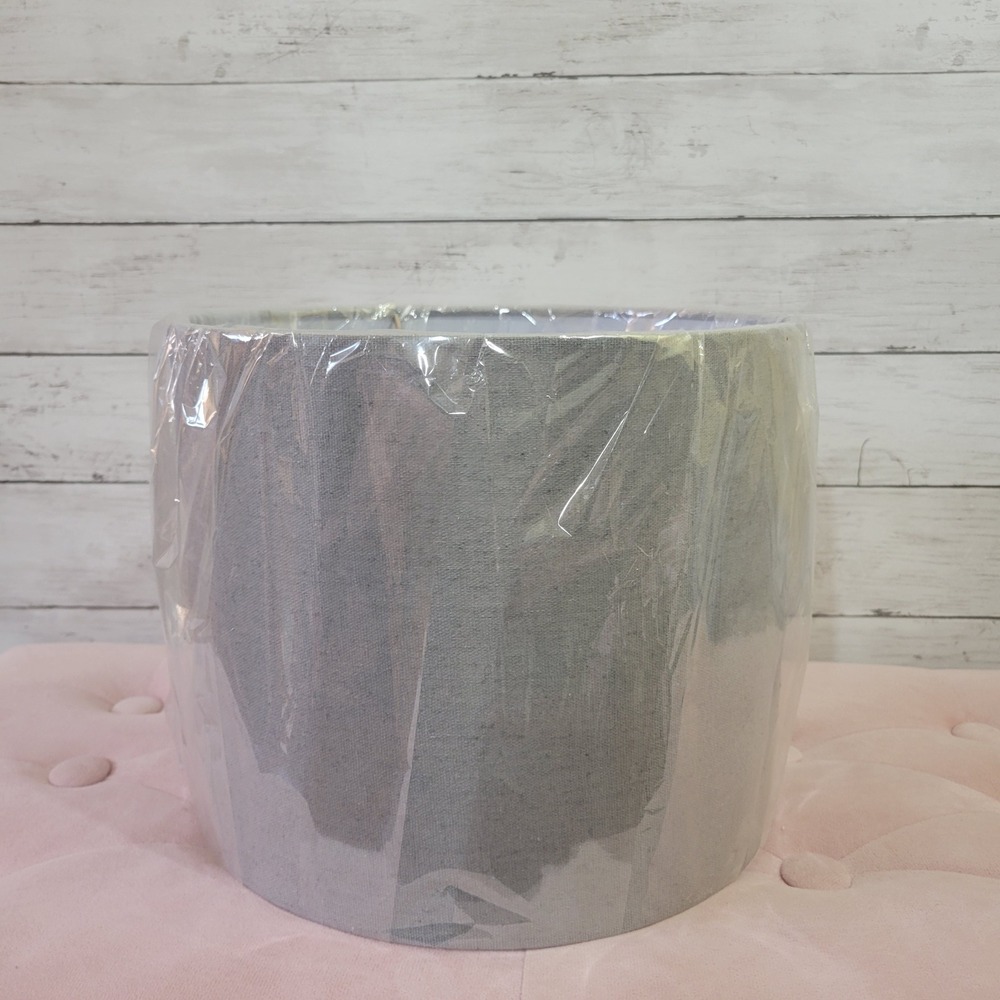 Light Gray Linen Look Drum Lamp Shade Spider Fitter 11x9 Inch Modern Decor